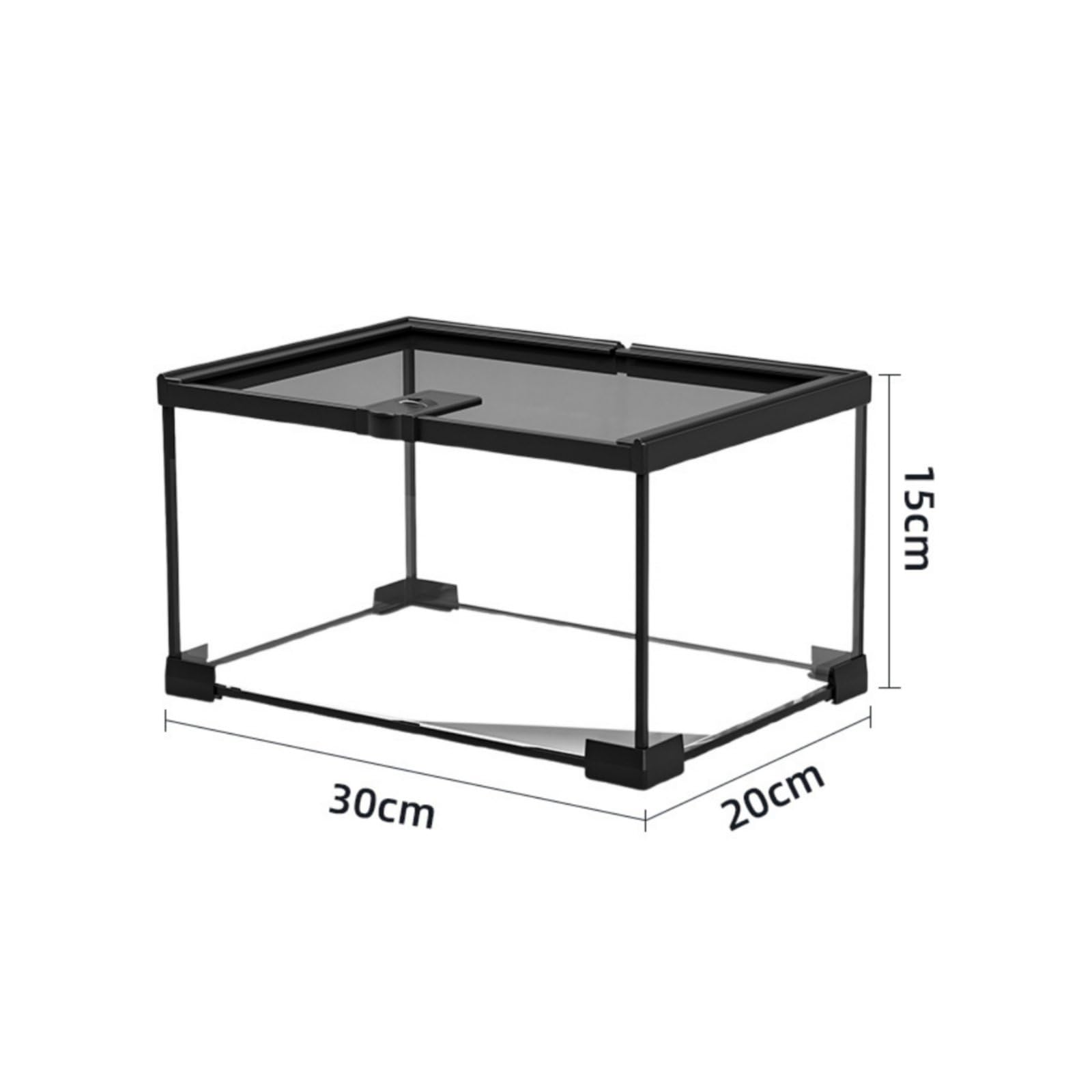 Terrario para Reptiles Terrario Acuario Vivario Hábitat con Completa Doble y Malla Orificio para Alimentación Apto para Observación Escritorio Dormitorio, 30-20-15cm