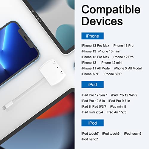 Eliteed Iphone Headphone Adapter,3In1 Lightning To 3.5 Mm Headphone Jack Adapter,Iphone Splitter Audio And Charge For Iphone 14/13/12/Se/11/X/Xr/8/Ipad (Support Listening Music) #TOP5