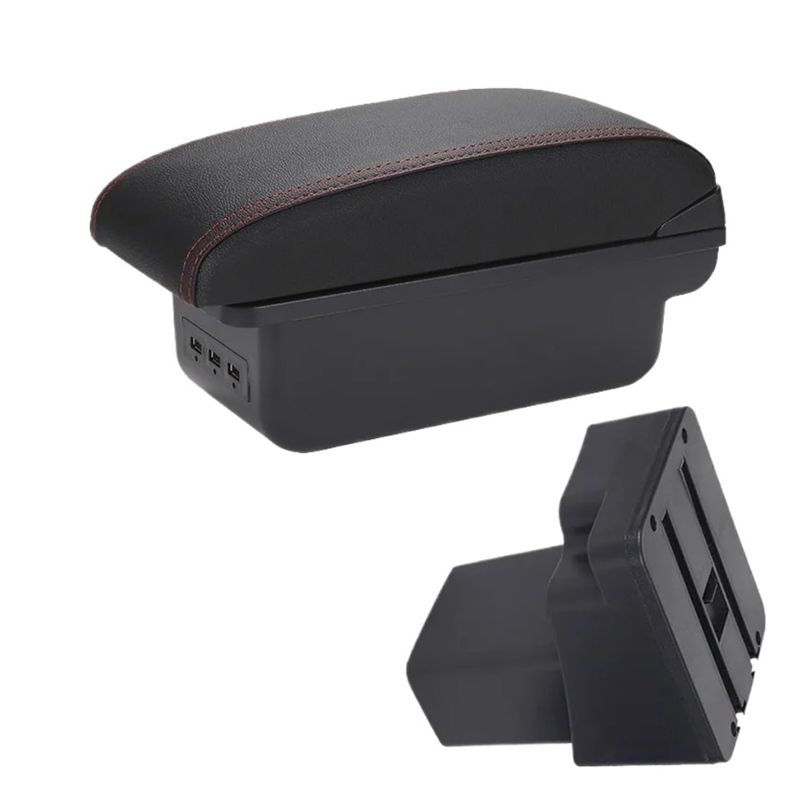 Hguvsjd Armrest Box For Hyundai For Accent RB For Solaris For Verna 2011-2016 Car Armrest Storage Box Accessorie Car Armrests(B Black red 3USB)