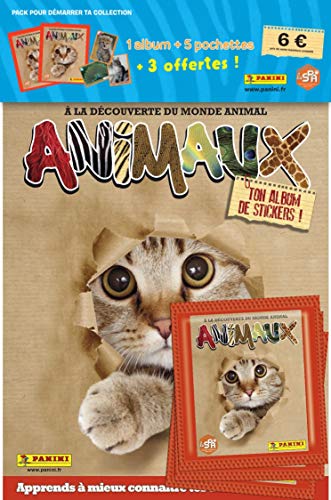 Panini France SA-Starter-Pack 1 Album + 5 Pochettes + 3 offertes Animaux 2019-2020, 2519-015