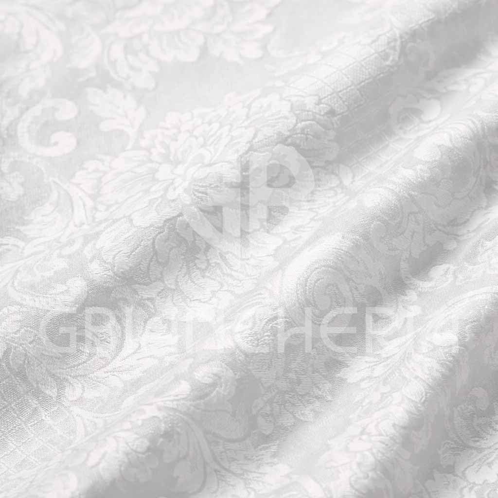 GBiancheria Tovaglia Elegante in Fiandra di Cotone Damascata, Stile Classico Col. Bianco 100% Made in Italy (Set 6 Tovaglioli 50x50cm)