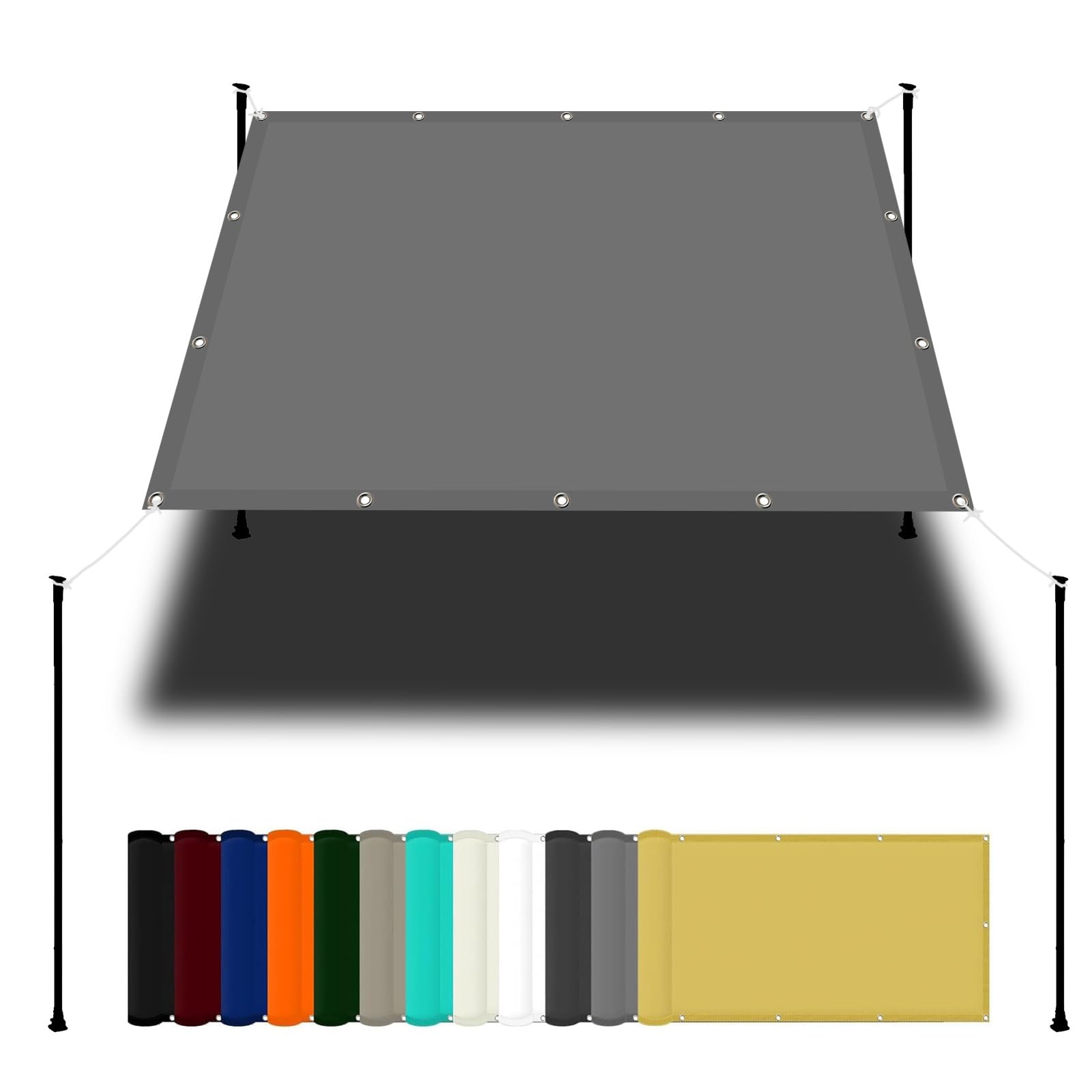 Garden Screening 1.1 x 1.7 m(3.6 x 5.6ft) Waterproof Garden Sun Shade Sail with Free Rope UV Block Weather-Resistant with Grommets Pes Sunsail for Camping Beach Deck Porch, Light Grey