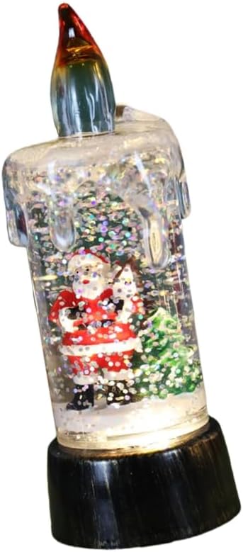 Christmas Snow Globes Candle Shape Snowglobes Glitter Water Globe Table Ornament