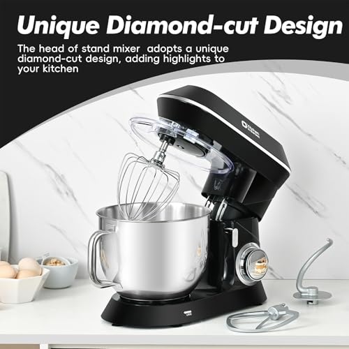 Kitchen in the box Stand Mixer, 900W 7.5QT Kitchen Electric Mixer, 6-Speed Tilt-Head Food Mixer for Baking with Dough Hook,Wire Whip,Beater (Black) - Image 6