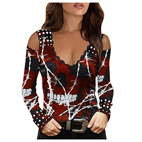 Women Long Sleeve Sweatshirt Colorblock Tie Dye Printed Pullover Tops Cap Sleeve Tops for Womens Women Blouse Chiffon Toddler Graphic tees Womens(C1-Red,S)