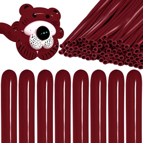 Image of 260 Burgundy Long Balloons for Balloon Garland Thickening Skinny Latex Twisting Animals Modeling Christmas Birthday Wedding Party Festival Decorations 100pcs