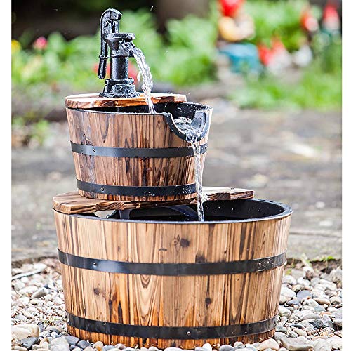 Heissner Gartenbrunnen Wooden Barrels mit 2 Kübeln (016591-00)