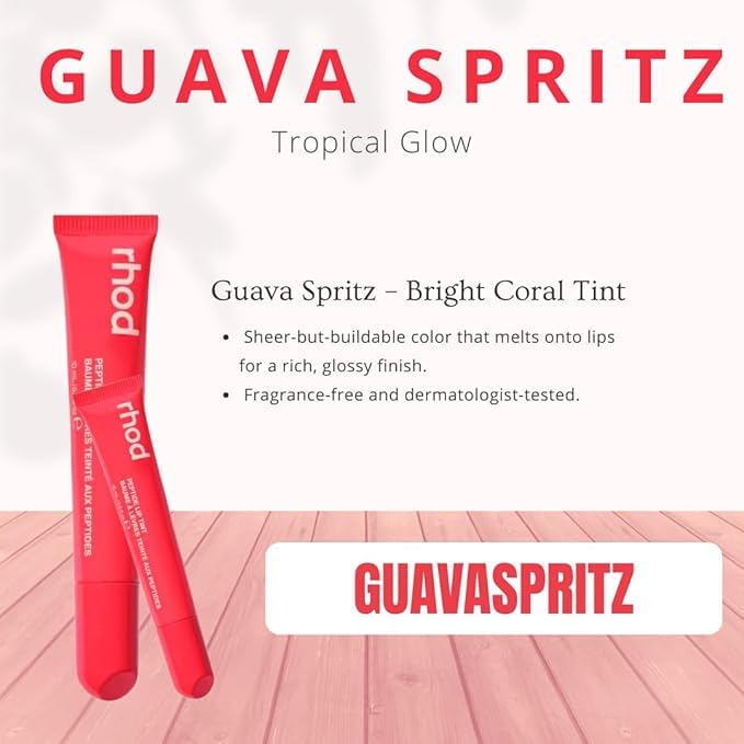 Image of Peptide Lip Tint | Hydrating Tinted Lip Balm | Buildable, Creamy Color & Lip Care | Moisturising | Non-Sticky | Soft & Smooth Lips (Guava Spritz)