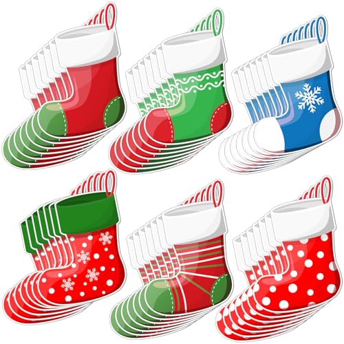 Seajan 200 Pcs Mini Colorful Christmas Stocking Cutouts Cardboard Assorted Xmas Stocking Cutouts with Glue Point Xmas Party Bulletin Board Decor DIY Craft Classroom for Winter Christmas Party Supplies by Seajan - Used condition - US$8.07
