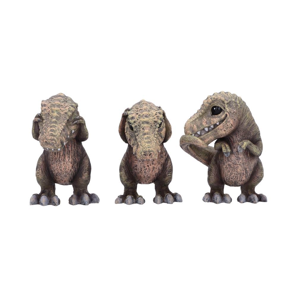 Nemesis Now Three Wise See No Evil Hear No Evil Speak Figurines, Adorable Hand-Painted Resin Collectibles and Gift - Tyrannasaurus Rex