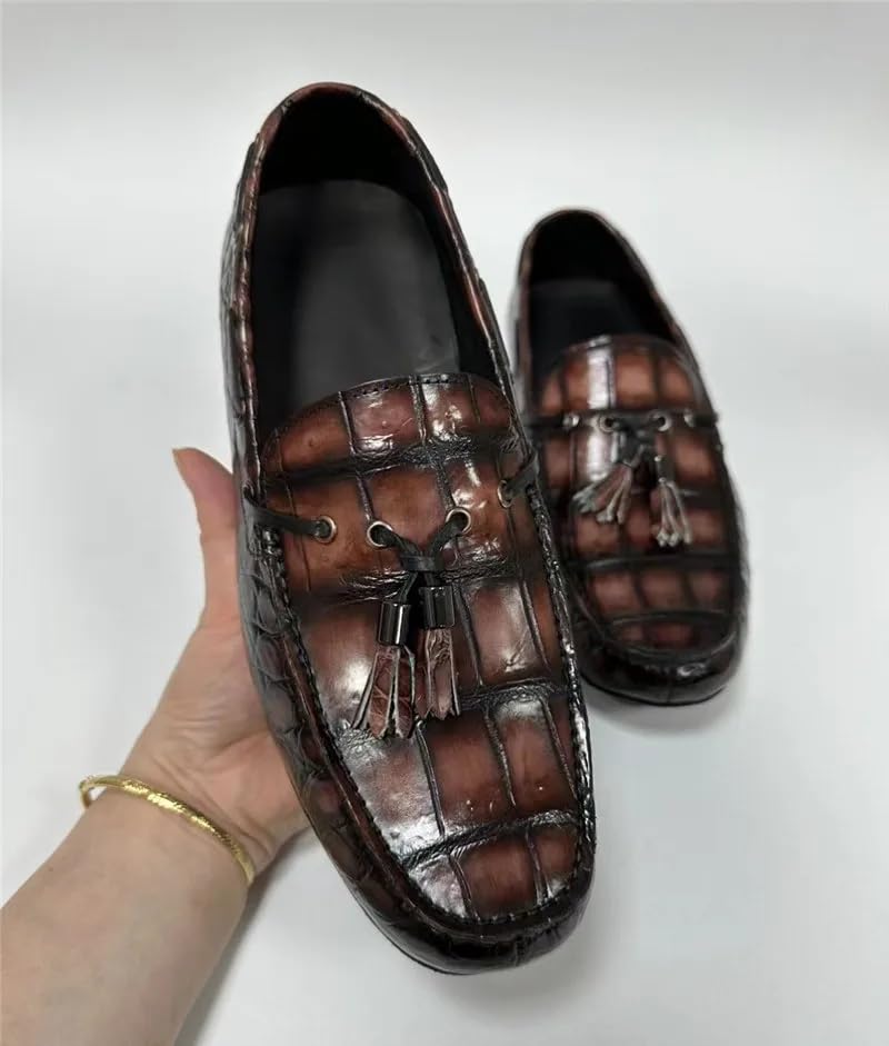 Authentic Crocodile Skin Gradual Color Men's Casual Soft Moccasins Shoes Genuine Real Alligator Leather Male Chic Slip-on Flats4