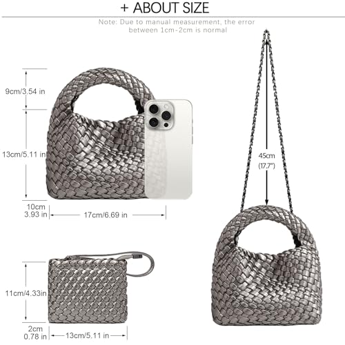 Image of JINMANXUE Fashion Mini Handbag For Women, Woven Tote Bucket Composite Bag Knitting Chain Bags, Crossbody Shoulder Purses