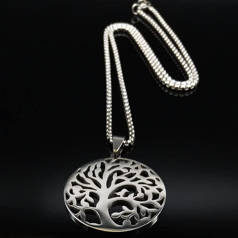 Miniatura 3 de 2024 Tree of Life Stainless Steel Necklaces for Women Silver Color Statement Necklace Jewelry Bisuteria