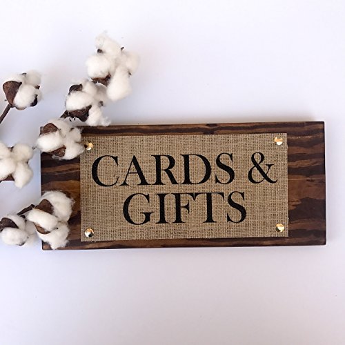 5x12 Cards & Gifts/Burlap Print on Wood Plaque/HANDMADE Rustic Home Wall Decor Gift Wedding Decor Party