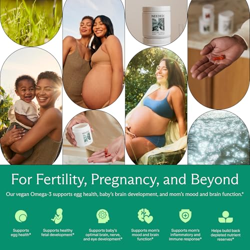 Image of Needed. Prenatal Omega-3, 1000mg DHA, 1000mg EPA, 30-Day Supply | High Potency Dose of Sustainably Sourced Bergamot Flavor, Encased in a Gelatin-Free, Plant-Based Softgel Shell