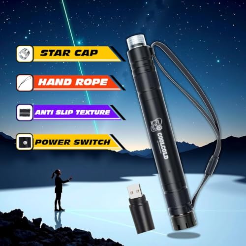 Image of Laser Light | USB Rechargeable Green, Laser Pointer | Long-Range, Laser Light Powerful | for Party, Disco Light Adjustable Mode, 2000m Handheld Laser Pen, Suitable for Camping, Hiking (Green)