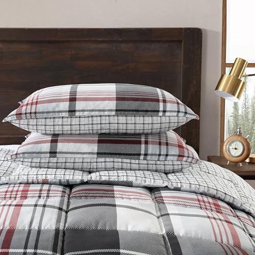 Image of Eddie Bauer- Queen Duvet Cover Set, Reversible Microsuede Bedding Set with Matching Sham(s), Casual Home Decor (Normandy Plaid Black, Queen)