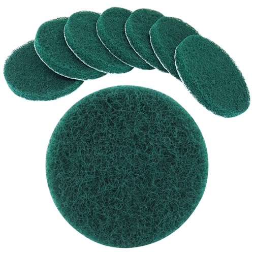 Image of 5 Inch Replacement Scrub Pads, 8 Pack Super Abrasive Green Scrubbing Pads, 180-240 Grit Drill Power Brush, Heavy Duty Cleaning Pads for Kitchen, Bathroom, Carpet, Shower, Tub, Grill, Tile