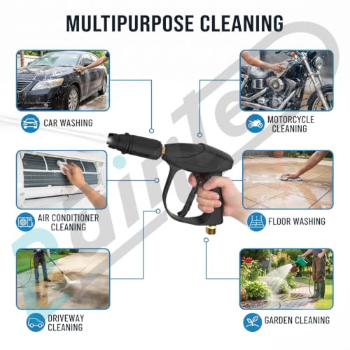 Image of Painter Spray Gun Pressure Water Spray Gun for Car Wash & Floor Cleaning with 15 MPa High Pressure, Adjustable Nozzle, 100% Brass Valve and Adapters, Black, PCG-15