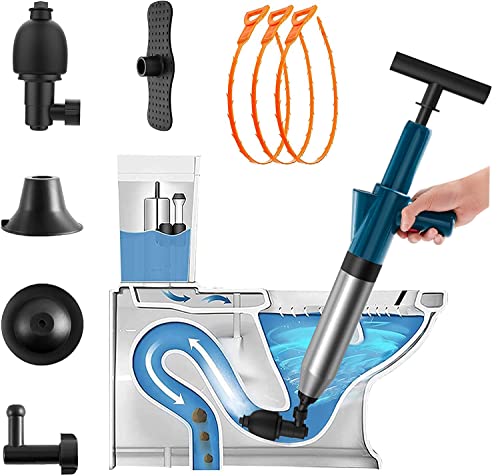 Forubar Toilet Plunger, Stainless Steel Toilet Clog Remover, High Pressure Drain Blaster, Manual Drain Clog Remover with Visual Barometer for Toilets, Bathroom, Sink, Clogged Pipe, Floor Drain Forubar Toilet Plunger, Stainless Steel Toilet Clog Remover, High Pressure Drain Blaster, Manual Drain Clog Remover with Visual Barometer for Toilets, Bathroom, Sink, Clogged Pipe, Floor Drain