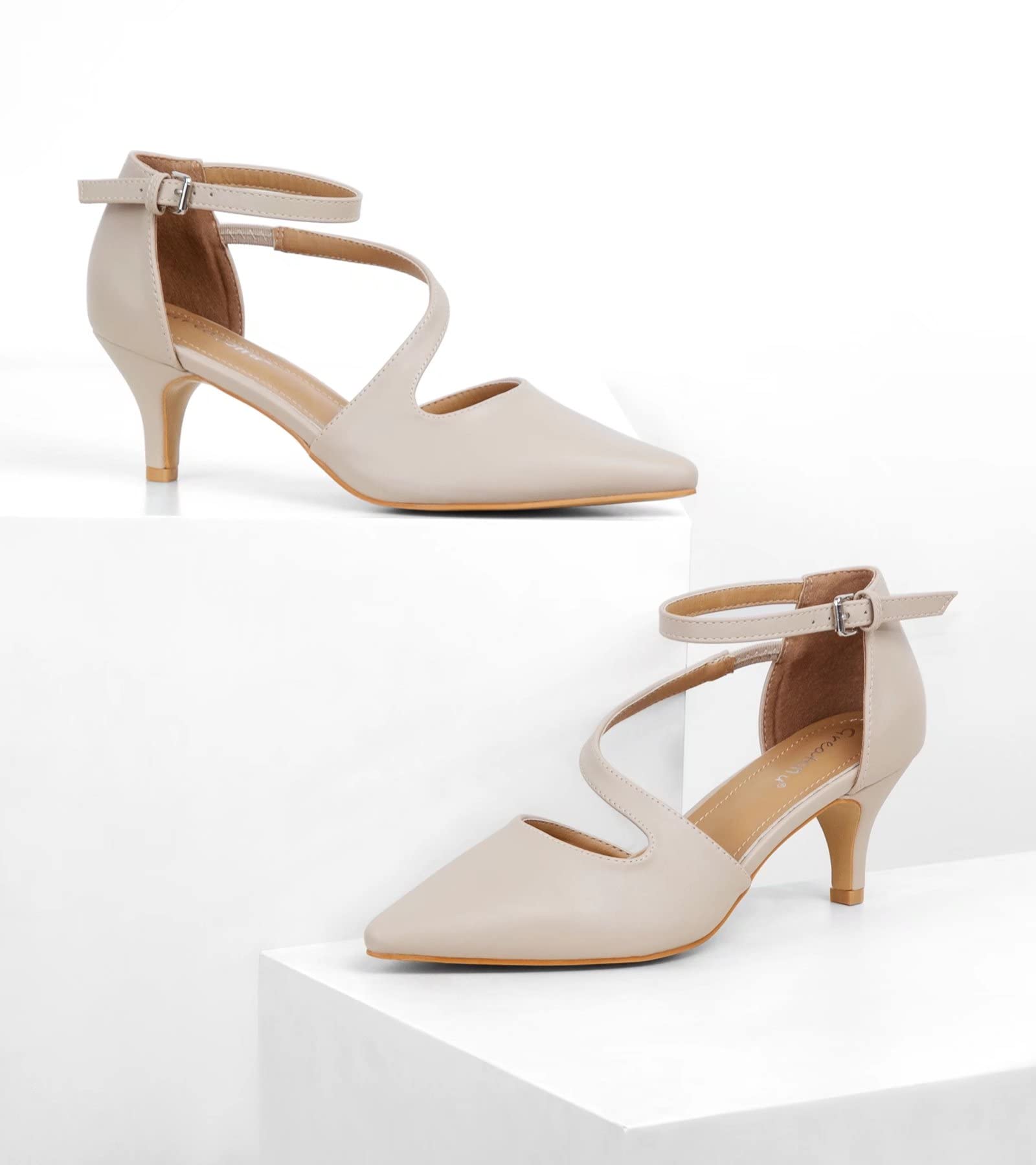 Greatonu Sandali con Tacco Gattino Punta Chiusa Scarpe da Festa Donna