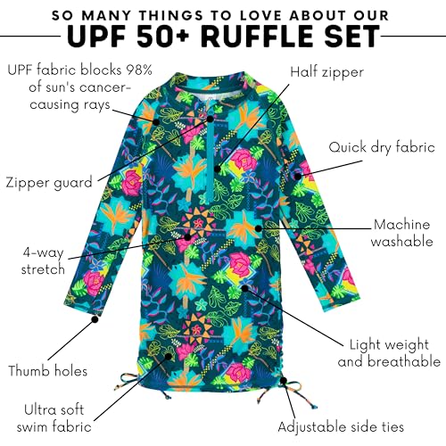 Image of SwimZip Girls' Long Sleeve Swim Dress Cover Up Swimsuit - UPF 50+ Sun Protection