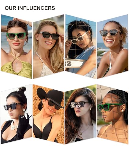 SOJOS Trendy Sunglasses Womens Cute Cat Eye Polarized Square Women Designer Shades SJ22972
