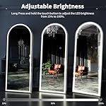 56"x21" LED Mirror Full Length, Arched Floor Body Mirror with Dimmable Lights - 3 Color Modes, Standing Leaning Wall Mounted for Bedroom, Dressing Room - Image 5