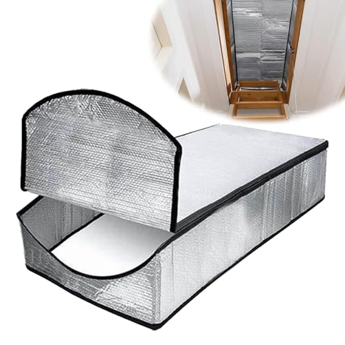 Dachbodentreppen Isolierungabdeckung mit Reißverschluss, Dachbodentreppen Isolierabdeckung, Aluminium Dachbodentreppen Türleiter Isolierabdeckung für herunterziehbare Treppe, 138x63,5x28cm
