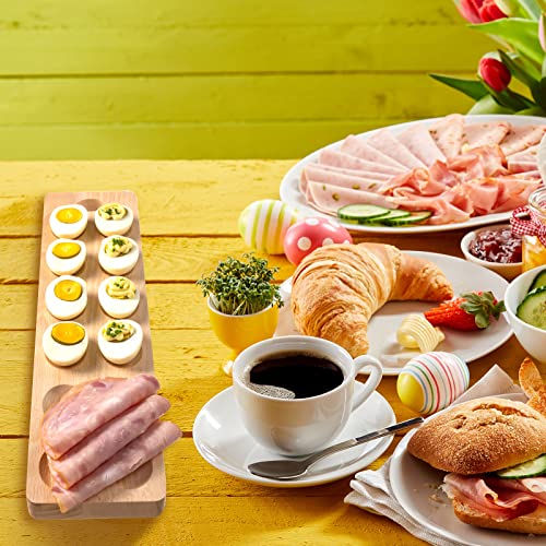 4 Pcs Easter Reversible Wood Deviled Egg Platter 12 Holes Deviled Egg Tray And Serving Board Deviled Egg Plate Wooden Egg Holder Charcuterie Board Kitchen Cheese Serving Platter, 16.5 X 4 X 0.75'' #TOP6