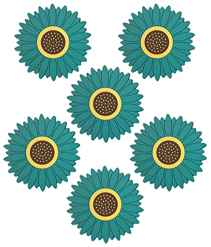 Image of Silicone Trivet Mat - Sunflower Hot Pot Holder Pads - Coasters for Kitchen - Placemat for Hot Dishes - Hot Pads for Table (Set of 4, Meduim, Green)