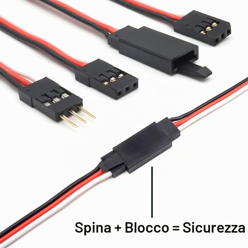 30 Set di Connettori Servo Maschio Femmina con Pin a Crimpare per Cavi Compatibile con Connettori RC Futaba JR Hitec Spektrum (con Strumento di Crimpatura)