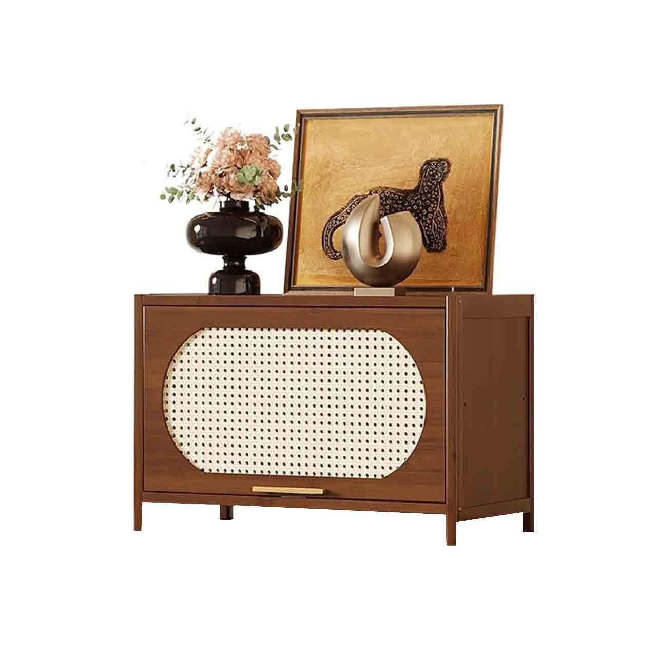 Consola de Comedor de una Sola Capa, aparador bajo con Tablero de Esquina, estantería de Almacenamiento y Vitrina para Sala de Estar de 60 cm