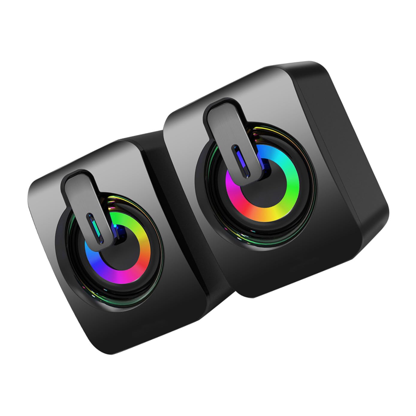 Altavoces de escritorio con subwoofer USB, luz RGB colorida y sonido envolvente portátil 8