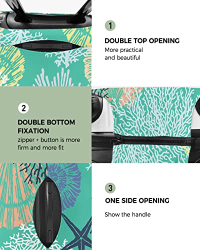 Travel Luggage Cover Spandex Elastic Suitcase Cover for Luggage, Scratch Proof Luggage Cover Protector for Trunk Case 22-25 Inch Luggage, Abstract Ocean Shell Starfish Texture Green2
