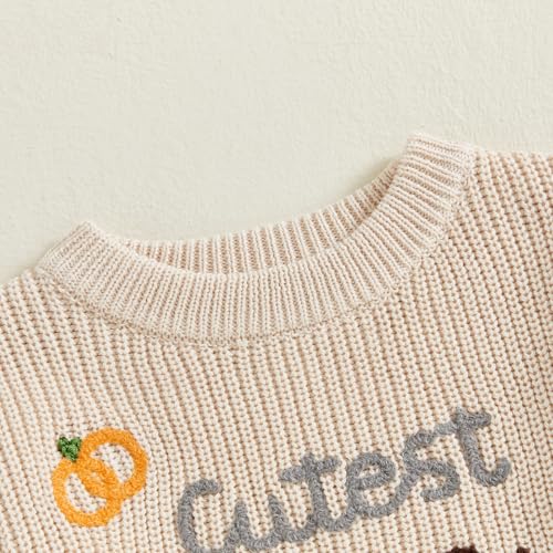 Toddler Baby Girl Boy Halloween Outfit Pumpkin/Ghost Knit Sweater Knitted Sweatshirt Pullover Tops Fall Clothes4