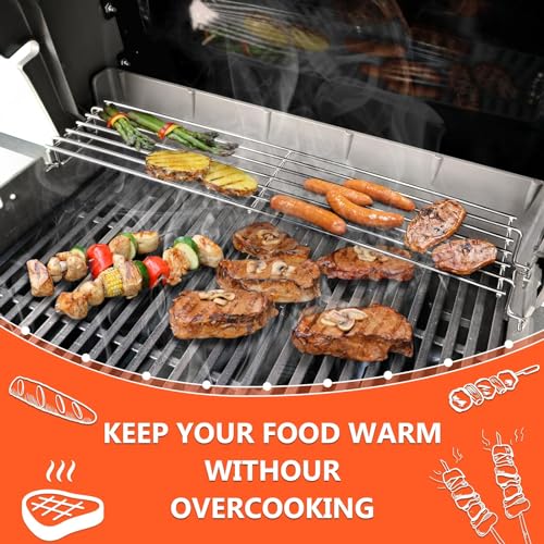 GFTIME 63.5cm Warmhalterost Ersatzteile 7641 für Weber Spirit 300 Grills Serie, Spirit E310 E320 E330 S310 S320 S330 SP320, Spirit 700, Weber 900 Gasgrill, Edelstahl Warmhalterost, 1 Packung