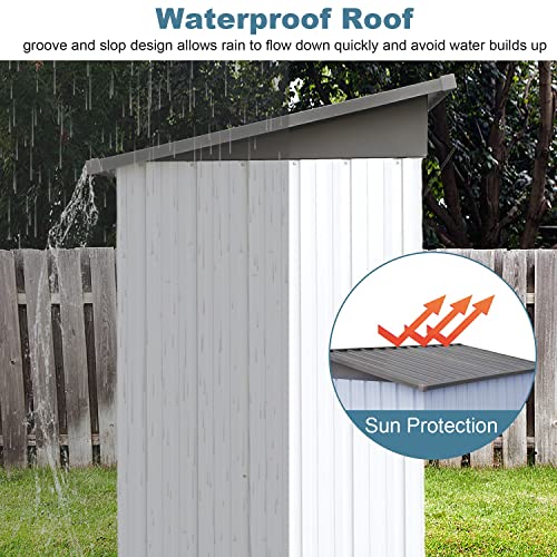 Storage Sheds Outdoor With Floor,Galvanized Metal Garden Shed With Lockable Doors, Tool Storage Shed For Patio Lawn Backyard Trash Cans Tool Shed #TOP5