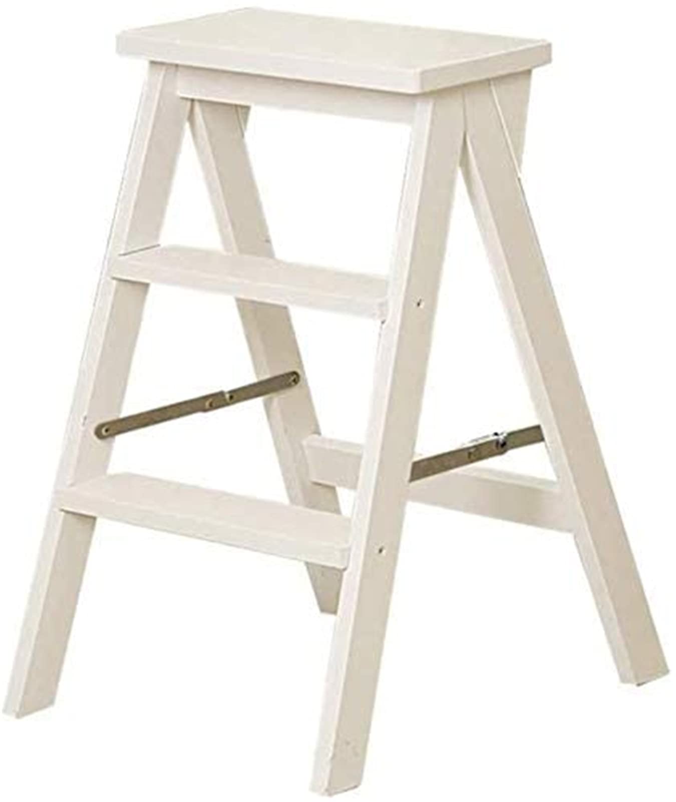 Escabeau pliable en bois à 3 marches | Tabouret de cuisine portable 42x48x60 cm