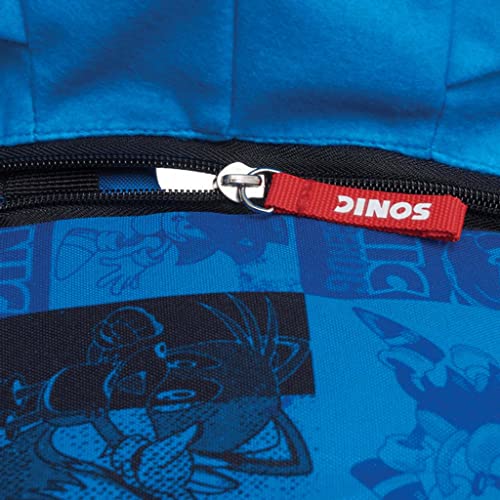 Mochila Infantil Escolar Sonic Costas Com Capuz Estojo Grande Resistente Passeio Menino