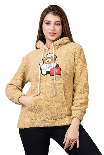 Image of Wear lusso Women Wool Blend Hooded Neck Sweatshirt with Hoodies | Full Sleeves Women's Winter Wear | Warm & Stylish Hoodie