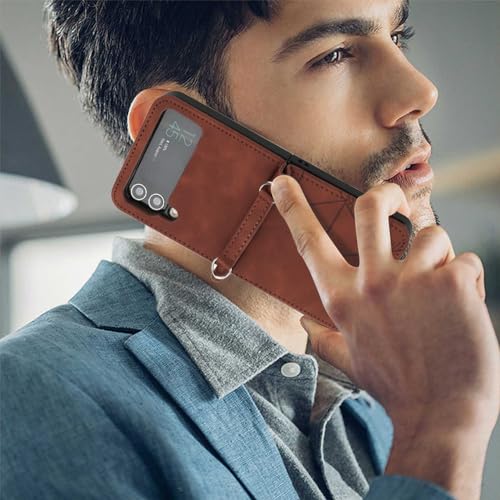 Étui en cuir avec lanière pour Samsung Galaxy Z Flip 4 et 3 rouge - 4