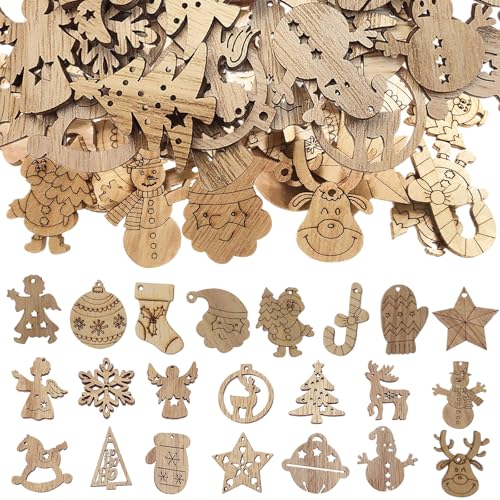 CHIHOLEN 200 Stück Streudeko Weihnachten Holz, Mini Holzdeko,...