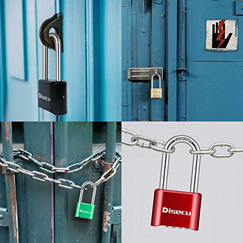 Image of 1 Pack disecu Heavy Duty 4 Digit Combination Lock, 2.5 Inch Long Shackle Outdoor Waterproof Padlock for School Gym Locker, Storage Unit, Fence, Gate, Toolbox (Red)
