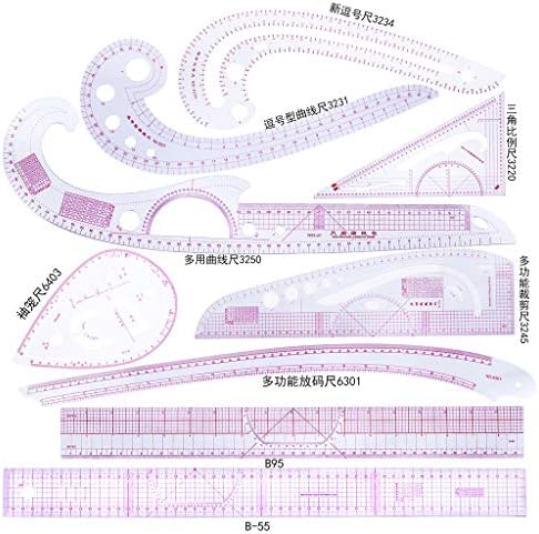 Fanct 9Pcs French Curve Ruler Set Muti Function Measure Dressmaking Sewing Drawing Template Tool DIY Craft
