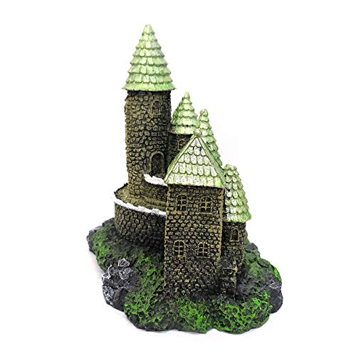 Image of M2cbridge Aquarium Decor Castle Shipwreck Ornament Underwater Landscape(Green Castle)