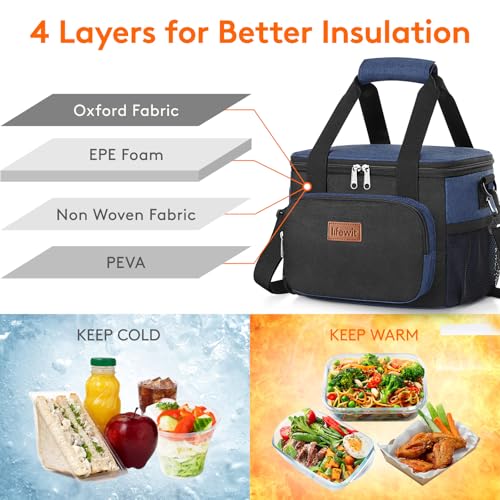 Image of Lifewit Medium Lunch Bag, Insulated Lunch Box, Soft Cooler Cooling Tote for Adult Men Women, Black and Green 12-Can (9L)