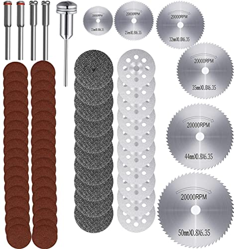 67 piezas Juego de ruedas de corte de herramientas rotativas 6 Mini hojas de sierra circular HSS 10 Rueda...