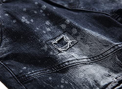 Kaxiya2021 Men's Ripped Slim Biker Jeans Hole Patch Jean Trousers Stretch Distressed Straight Patchwork Moto Denim Pants4