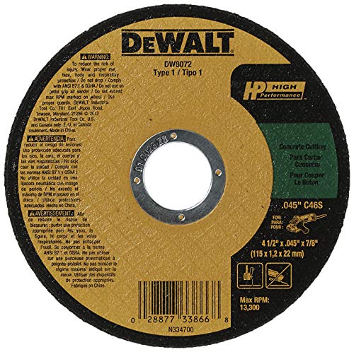 DEWALT DW8072 Concrete/Masonry Wheel, 4-1/2-Inch X .045-Inch X 7/8-Inch